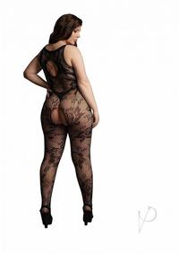 Le Desir Criss Cross Neck Bodystocking - Queen - Black