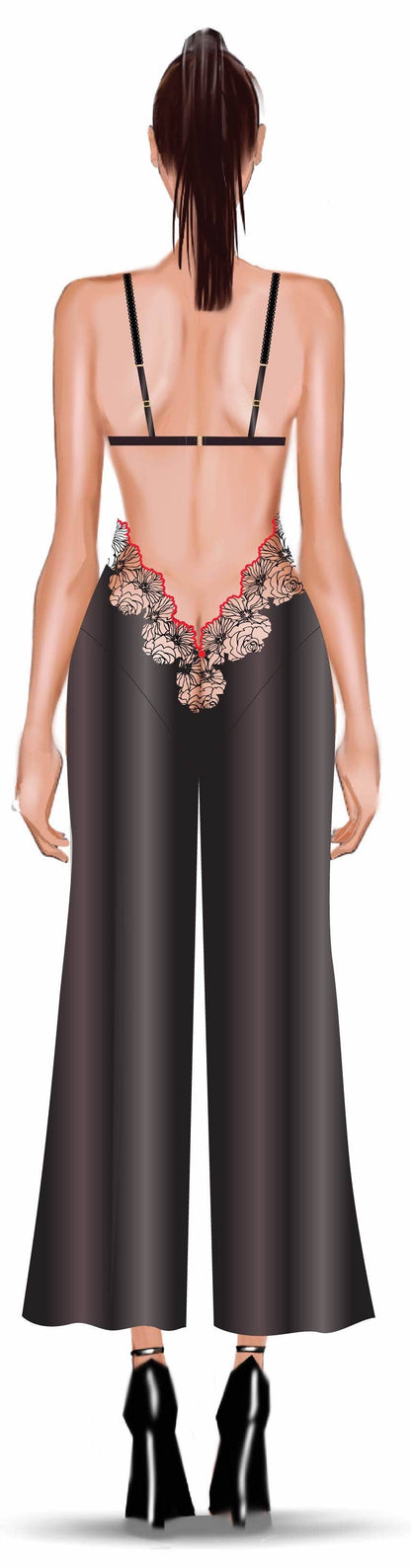 ILENA EMBROIDERED TULLE TRIANGLE TOP LONG GOWN