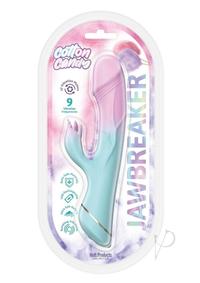 Cotton Candy Jawbreaker Rechargeable Silicone Rabbit Vibrator with Clitoral Stimulator - Fuschia/aqua