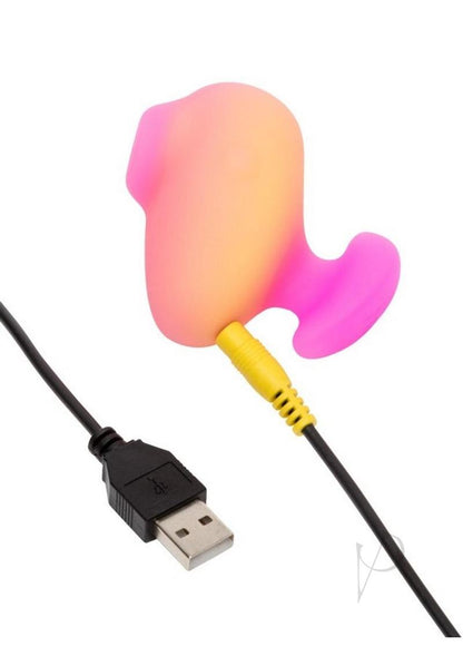 Romp Kiss Rechargeable Silicone Clitoral Stimulator - Yellow/pink
