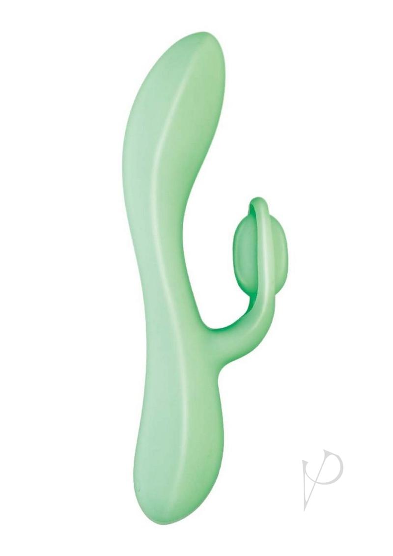 Blaze Romantic Rechargeable Silicone Rabbit Vibrator - Aqua