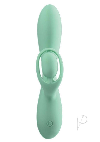 Blaze Romantic Rechargeable Silicone Rabbit Vibrator - Aqua