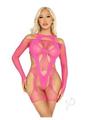 Leg Avenue Off-the-shoulder Fishnet Garter Harness and Layered Opaque Cut-out Teddy (2 Piece) - O/s