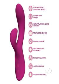 Blush Collection Quinn Rechargeable Silicone Rabbit Vibrator - Burgundy