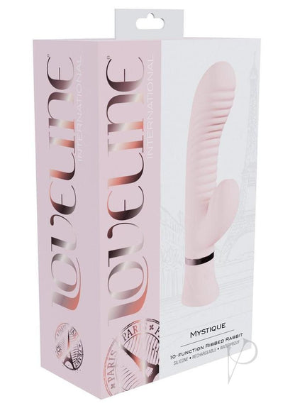 Loveline Mystique 10 Function Rechargeable Silicone Ribbed Rabbit - Pink