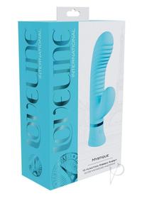 Loveline Mystique 10 Function Rechargeable Silicone Ribbed Rabbit - Blue