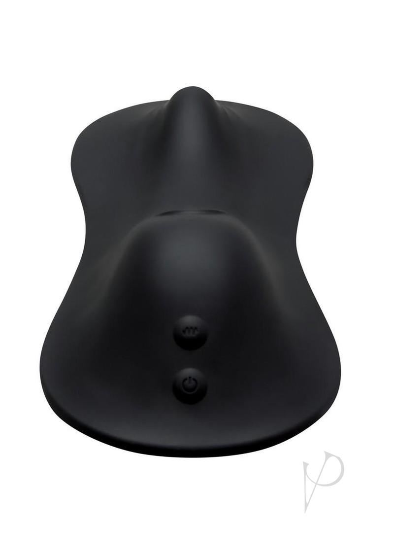 Cowgirl Rodeo Rumbler Grinding Vibrating Tapping Rechargeable Silicone Dildo - Black