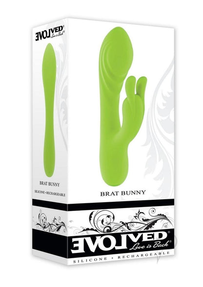 Brat Bunny Rechargeable Silicone Rabbit Vibrator - Green