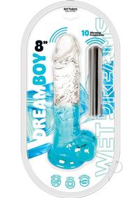 Wet Dreams Dream Boy Jelly Vibrating Dildo 8In - Clear/aqua
