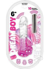 Wet Dreams Dream Boy Jelly Vibrating Dildo 6In - Clear/magenta
