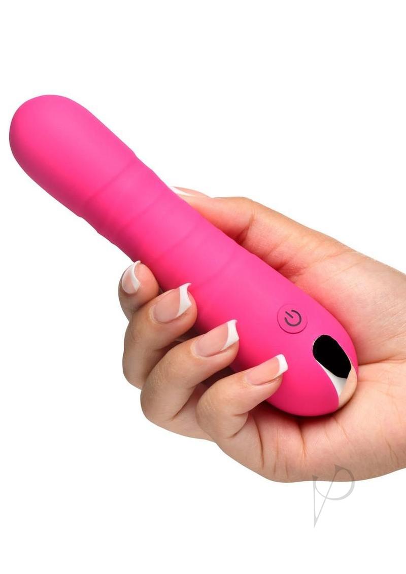 Bang! Thrusting Rechargeable Silicone Vibrator - Pink