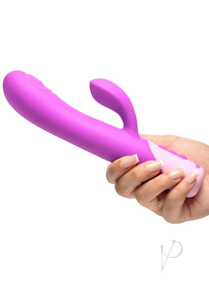 Bang! Clit Tapping Pulsing Rechargeable Silicone Rabbit Vibrator - Purple