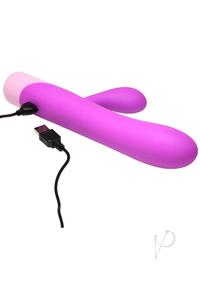 Bang! Clit Tapping Pulsing Rechargeable Silicone Rabbit Vibrator - Purple