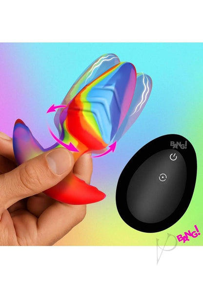 Bang Rotating and Vibrating Rechargeable Silicone Butt Plug - Rainbow