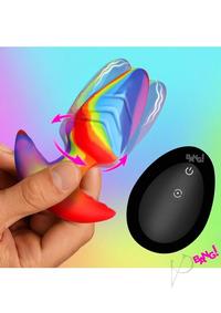Bang Rotating and Vibrating Rechargeable Silicone Butt Plug - Rainbow