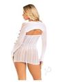 Leg Avenue Sweetheart Striped Tube Dress and Matching Shrug with Keyhole and Mini Bow Detail - Os - White