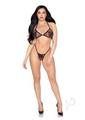 Leg Avenue Rhinestone Heart Fishnet Bra Top and G-string Panty (2 Piece) - Os - Black