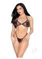 Leg Avenue Rhinestone Heart Fishnet Bra Top and G-string Panty (2 Piece) - Os - Black