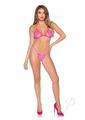 Leg Avenue Rhinestone Heart Fishnet Bra Top and G-string Panty (2 Piece) - Os - Neon Pink