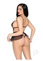 Leg Avenue Scalloped Lace and Mesh Babydoll and Matching Crotchless Panty (2 Piece) - Small - Black