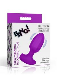 Bang! Ribbed Vibrating Silicone Butt Plug - Purple