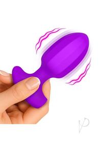 Bang! Ribbed Vibrating Silicone Butt Plug - Purple