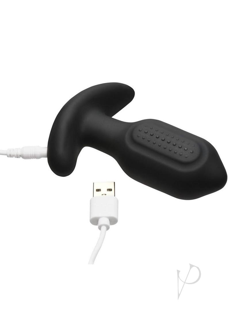 Bang! Bumpy Vibrating Rechargeable Silicone Butt Plug - Black