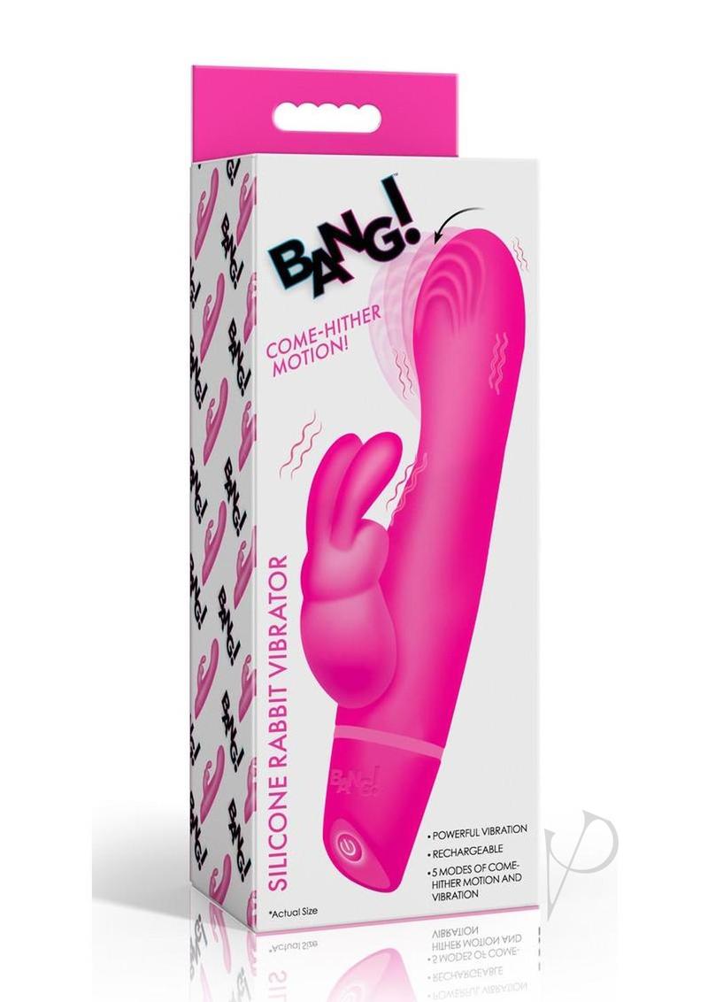 Bang! Come Hither Rechargeable Silicone Rabbit Vibrator - Pink
