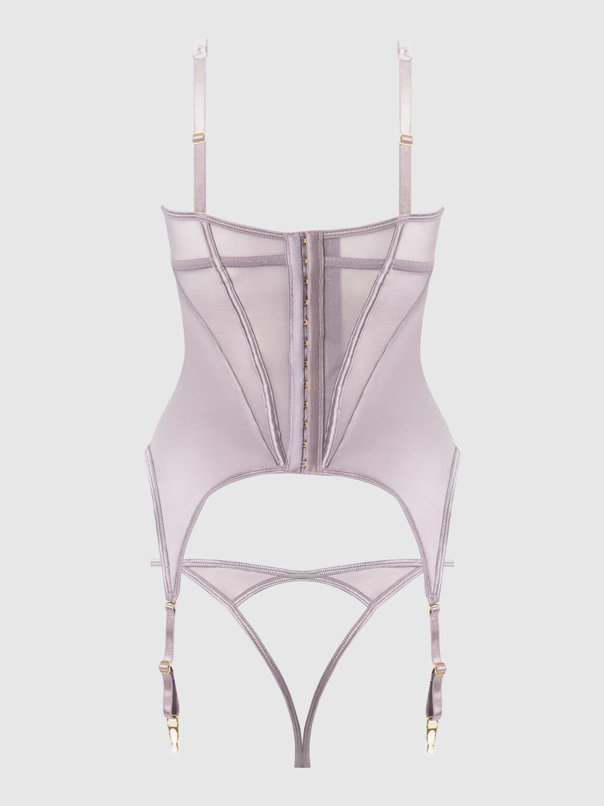 RAQUEL MESH & SILKY MICRO UNDERWIRE BUSTIER & BACKLESS TANGA SET