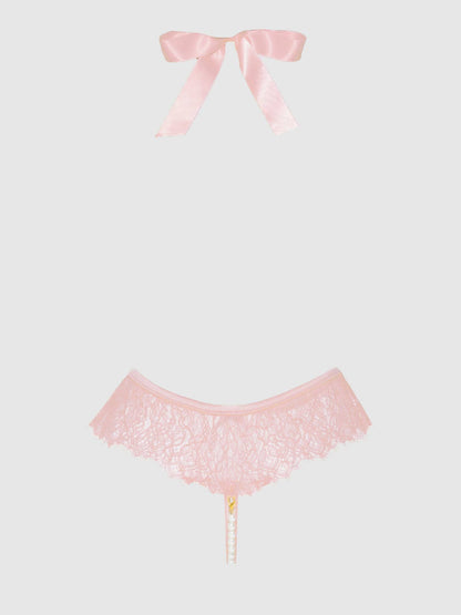 JOCELYN LACE & PEARL CROTCHLESS TEDDY