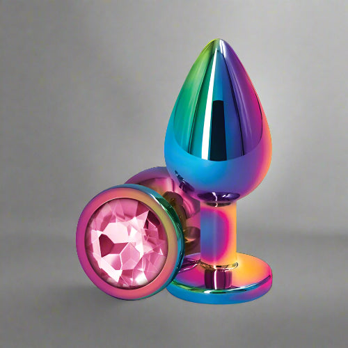 Cloud 9 Lingerie | Adult Toy Store in Corpus Christi | ALUMINIUM PLATED ANALPLUG WITH PINK GEM
