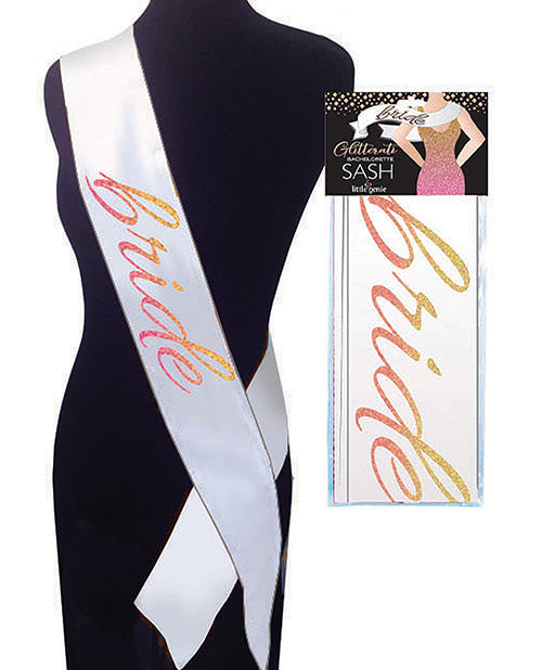 GLITTERATI BRIDE TO BE SASH - WHITE/GOLD