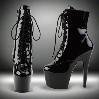 Cloud 9 Lingerie | Sexy Stripper Shoes in Corpus Christi | SHINY BLACK PATENT LEATHER BOOTS