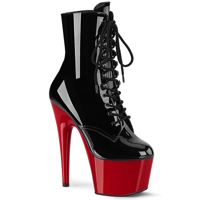 7" BLACK/RED PLATFORM BOOTS