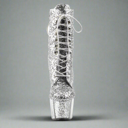 Cloud 9 Lingerie | Sexy Shoes in Corpus Christi | SILVER GLITTER ANKLE HIGH BOOTS