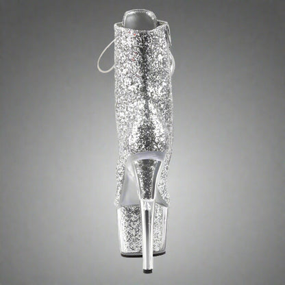 Cloud 9 Lingerie | Sexy Shoes in Corpus Christi | SILVER GLITTER ANKLE HIGH BOOTS