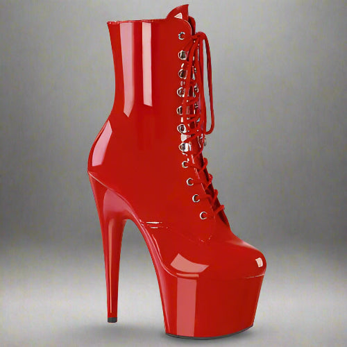 Cloud 9 Lingerie | Sexy Stripper Store in Corpus Christi | 7" LIPSTICK RED LACE UP ANKLE BOOTS