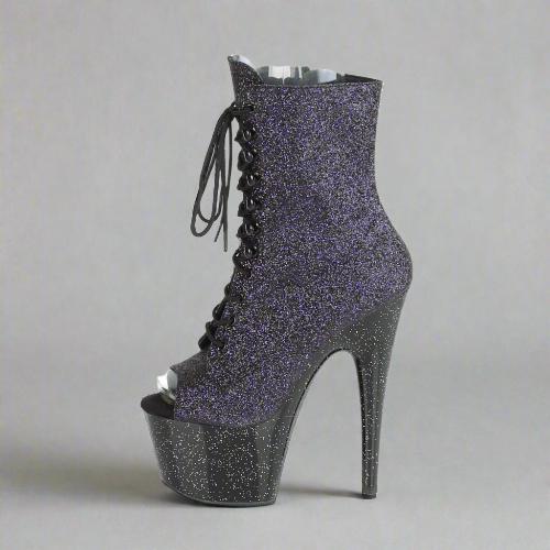 Cloud 9 Lingerie | Sexy Stripper Shoes and Boots in Corpus Christi | PURPLE GLITTER PEEP TOE BOOTS