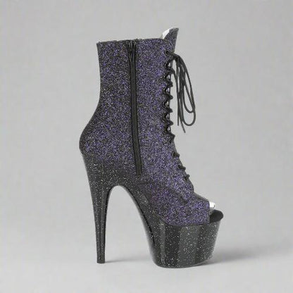 Cloud 9 Lingerie | Sexy Stripper Shoes and Boots in Corpus Christi | PURPLE GLITTER PEEP TOE BOOTS