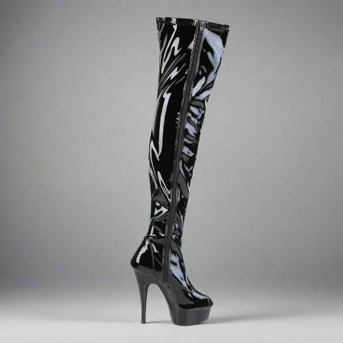 Product Description: 6" Heel, 1 3/4" Platform Peep Toe Thigh High Boot
Step into bold style with our stunning 6" Heel, 1 3/4" Platform Peep Toe Thigh High Boot. Designed for the fashion-forward, these boots are the perfect fusion of elegance and attitude.

Key Features:

Dramatic Height: Elevate your look with a striking 6" (152mm) heel that adds an eye-catching lift to any outfit.
Comfortable Platform: The 1 3/4" (45mm) platform provides stability and comfort, making these boots perfect for all-night wear.