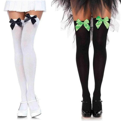 Cloud 9 Lingerie | Sexy Lingerie in Corpus Christi | OPAQUE THIGH HIGH STOCKINGS WITH SATIN BOWS