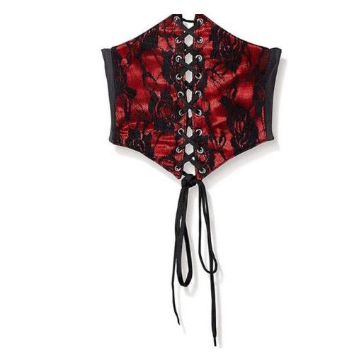 Cloud 9 Lingerie | Corsets in Corpus Christi | RED SATIN UNDERBUST CINCHER WITH BLACK LACE OVERLAY