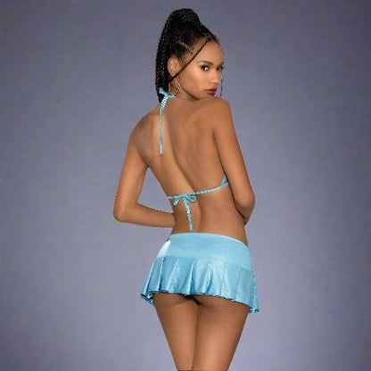 Cloud 9 Lingerie | Sexy Stripper Wear in Corpus Christi | BLUE HOLOGRAPHIC PLEATED MINI SKIRT