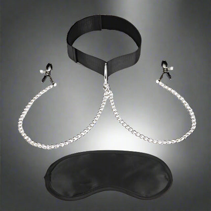 Cloud 9 Lingerie | Adult Toys in Corpus Christi | FETISH COLLAR WITH ATTACHED NIPPLE CLAMPS