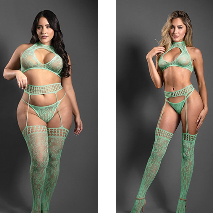 Cloud 9 Lingerie | Sexy Lingerie in Corpus Christi | STRETCH MINT GREEN GARTER SET