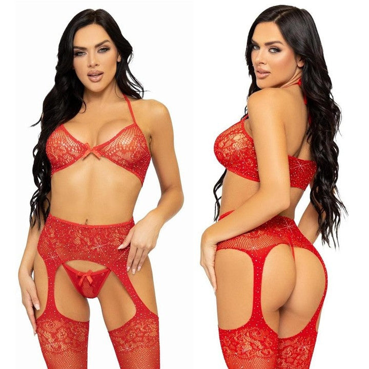 Cloud 9 Lingerie | Sexy Lingerie in Corpus Christi | 3-PIECE RHINESTONE GARTER SET
