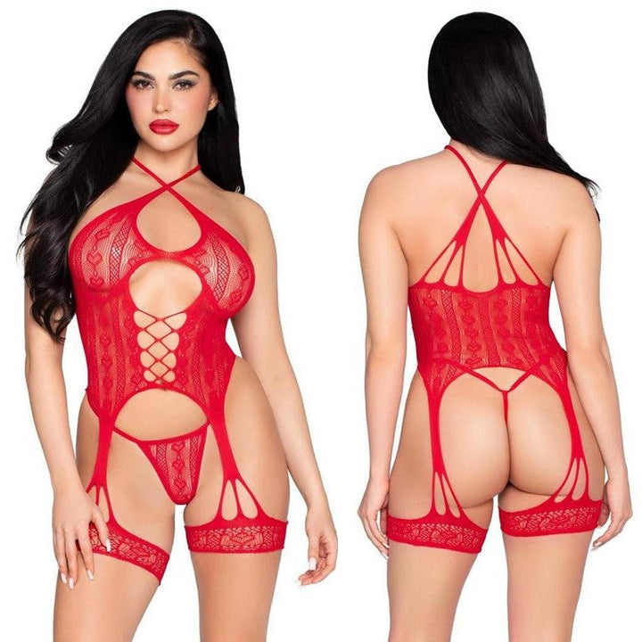 Cloud 9 Lingerie | Sexy Net Lingerie in Corpus Christi | HEART NET CAMI WITH GARTERS