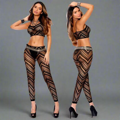 Cloud 9 Lingerie | Sexy Lingerie in Corpus Christi | ZIG ZAG NET LEGGINGS SET