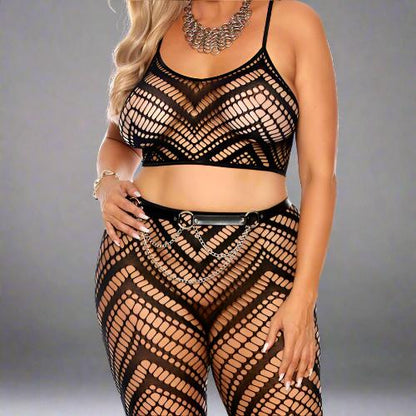 Cloud 9 Lingerie | Sexy Lingerie in Corpus Christi | ZIG ZAG NET LEGGINGS SET