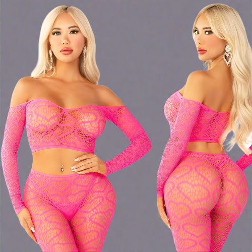 Cloud 9 Lingerie | Sexy Lingerie in Corpus Christi | SEE THRU LEGGING SET WITH HEART SHAPES